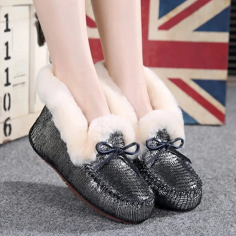 100% Genuine Leather Women Flats Casual Moccasins Driving Loafers Natural Fur Women Shoes Fashion Comfortable Shoes Woman