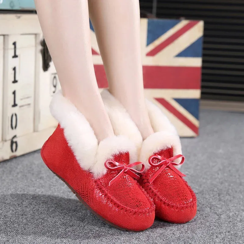 100% Genuine Leather Women Flats Casual Moccasins Driving Loafers Natural Fur Women Shoes Fashion Comfortable Shoes Woman