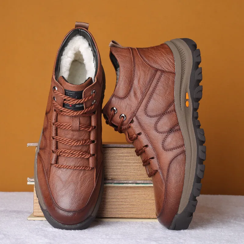 AlliLux Leather Alligator Fur Lace Up Boots