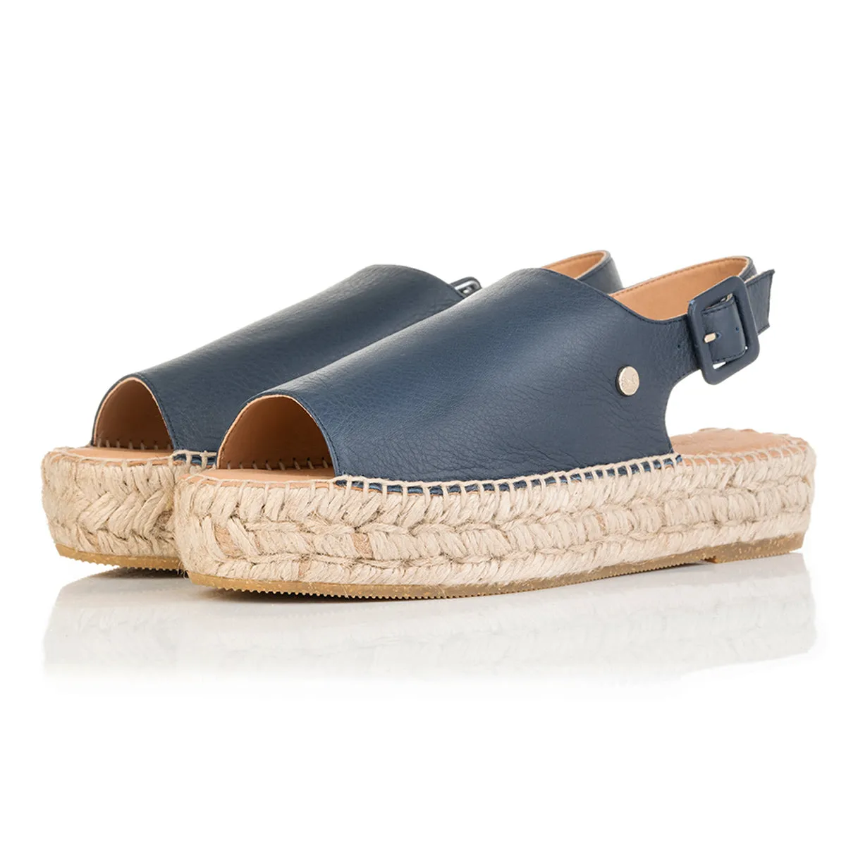 Bona - Extra-Wide Fit Espadrille - Navy Leather