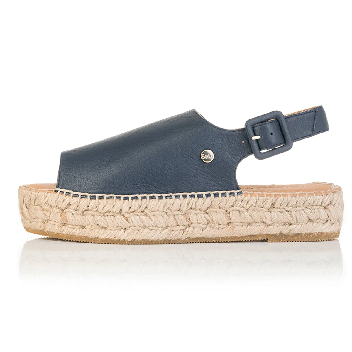 Bona - Extra-Wide Fit Espadrille - Navy Leather