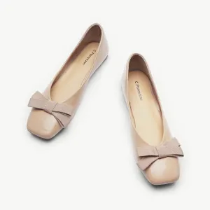 Bowknot Ballerina Flats (Eva) Beige