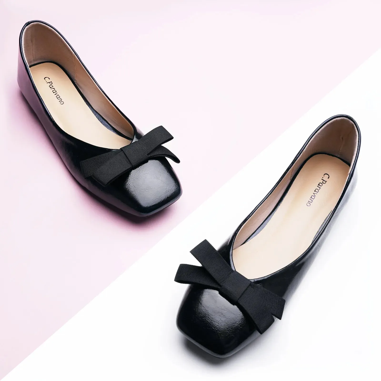 Bowknot Ballerina Flats (Eva) Black