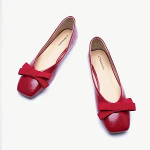 Bowknot Ballerina Flats (Eva) Red