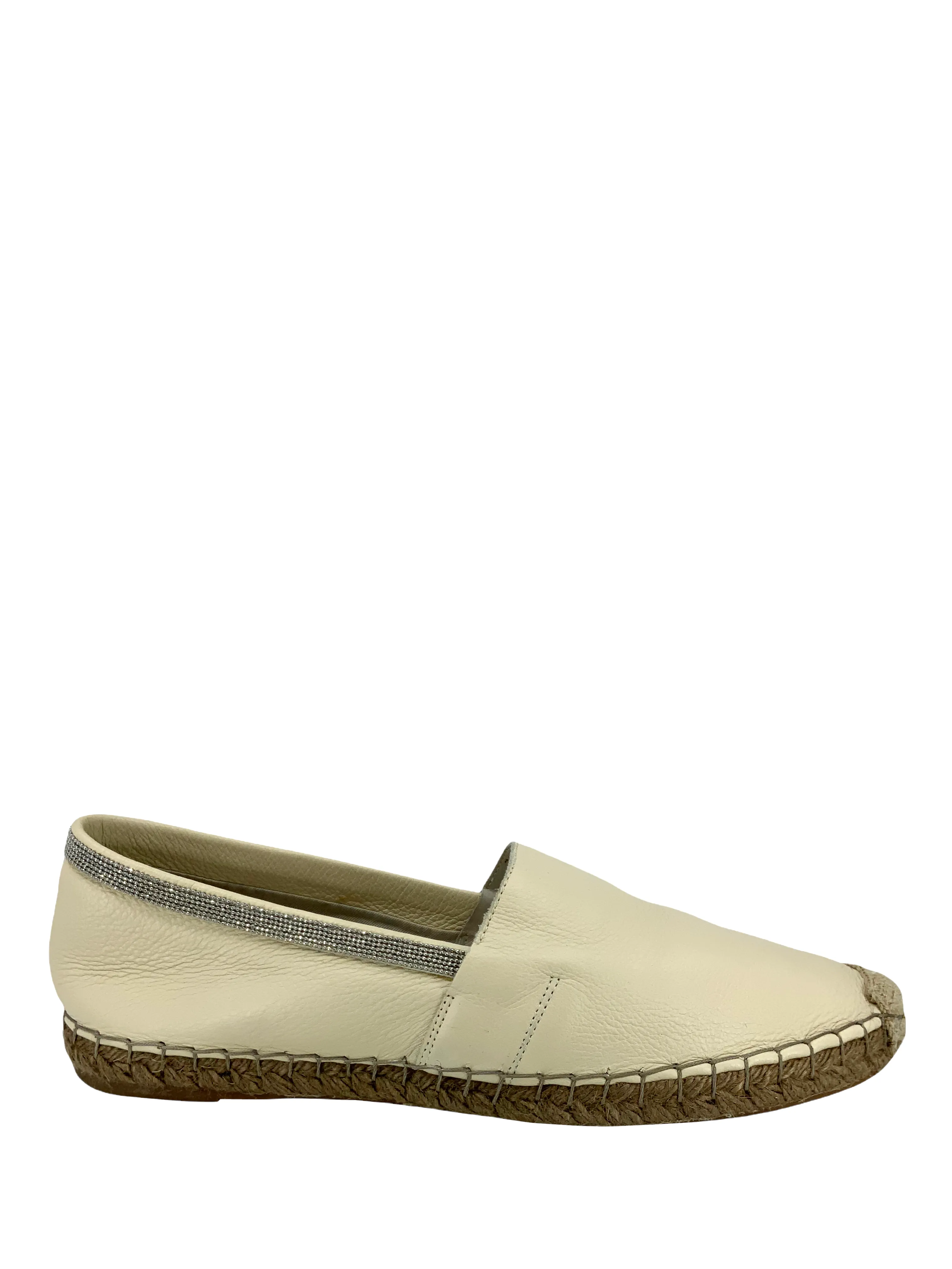 Brunello Cucinelli Leather Monili Trim Espadrille Flats Size 9