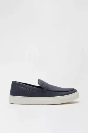 Burton Navy Blue Suede Look Slip On Mens Shoes