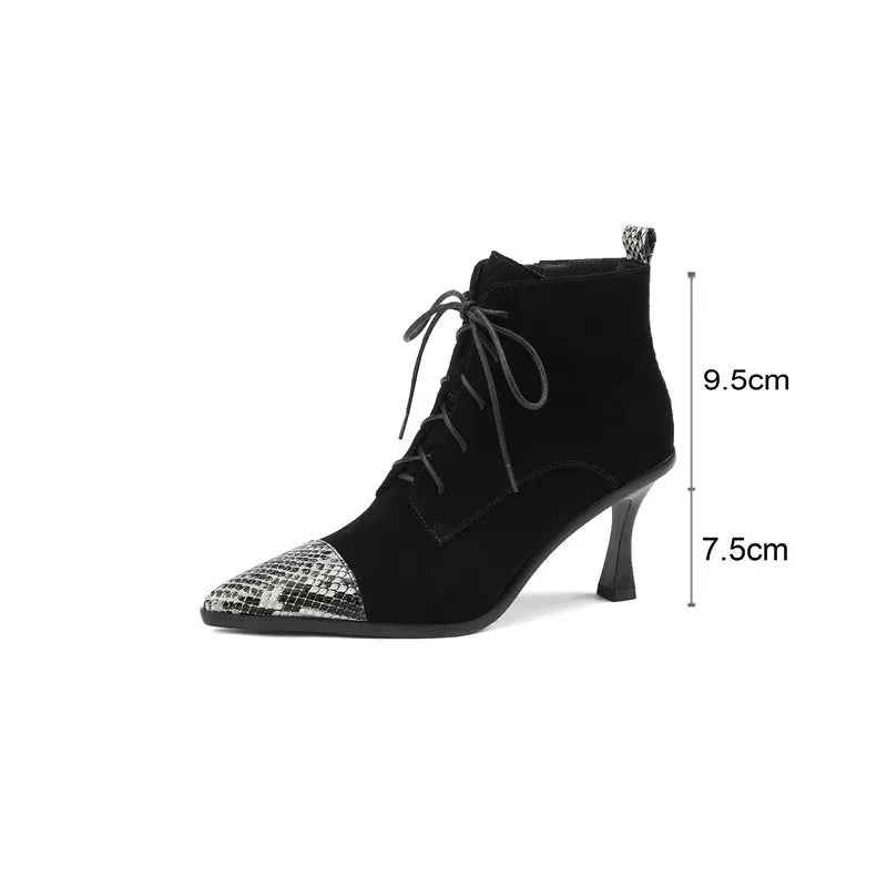 Chic Cow Leather Pointed High-Heel Boots