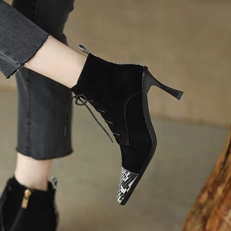 Chic Cow Leather Pointed High-Heel Boots