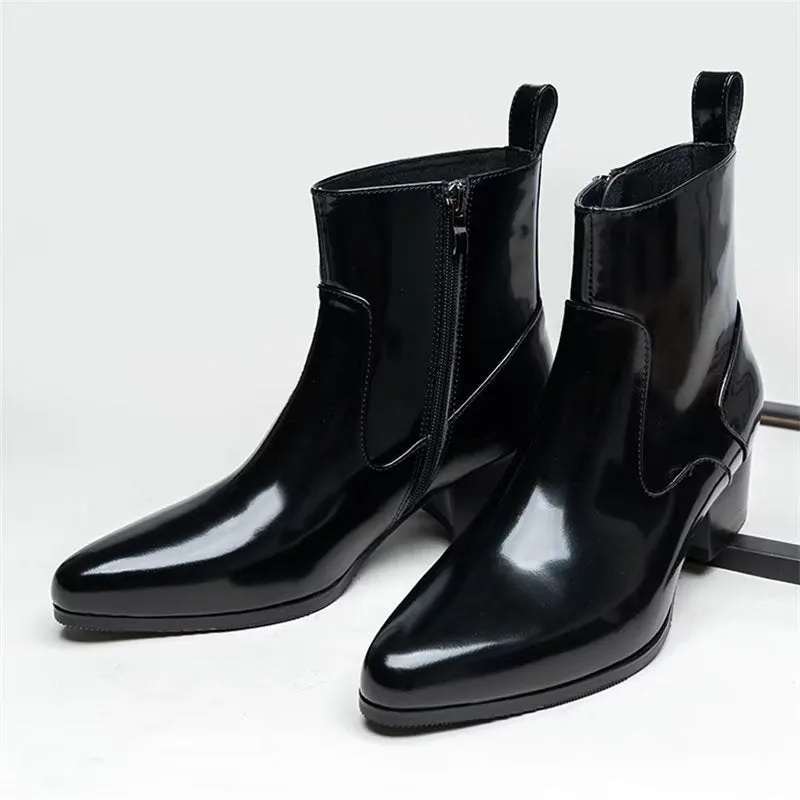 Chic Genuine Leather Pointed Toe Dress Boots