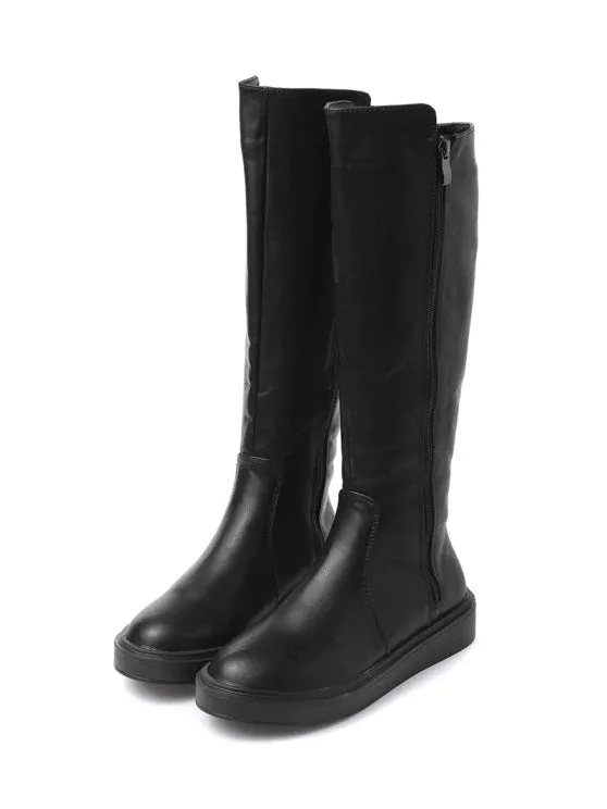 Chic Side Zipper Faux Leather Mid Calf Boots