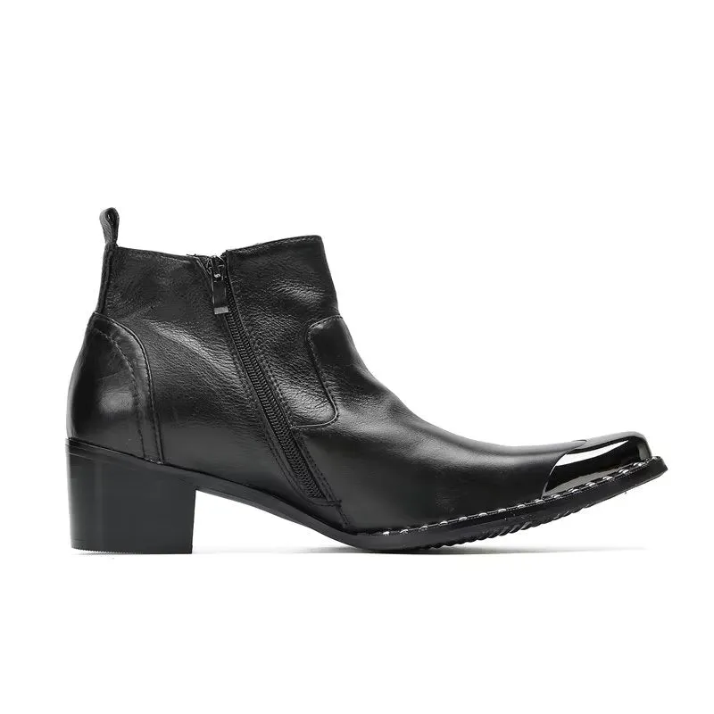 Chic Zipper Leather Ankle Boots