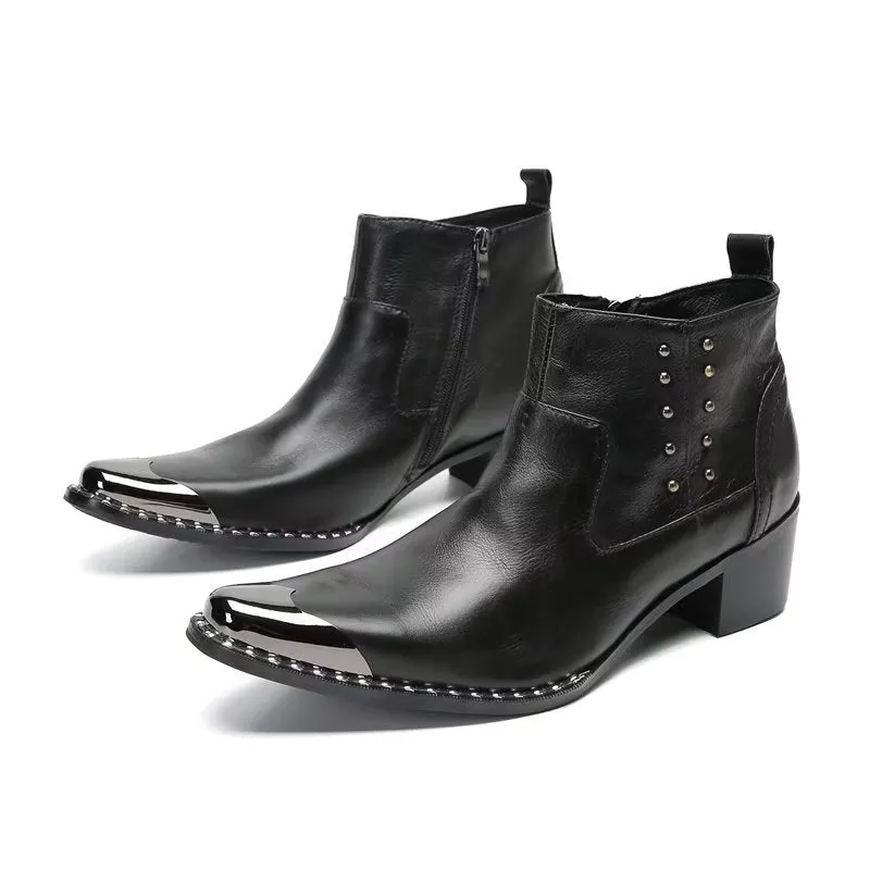 Chic Zipper Leather Ankle Boots