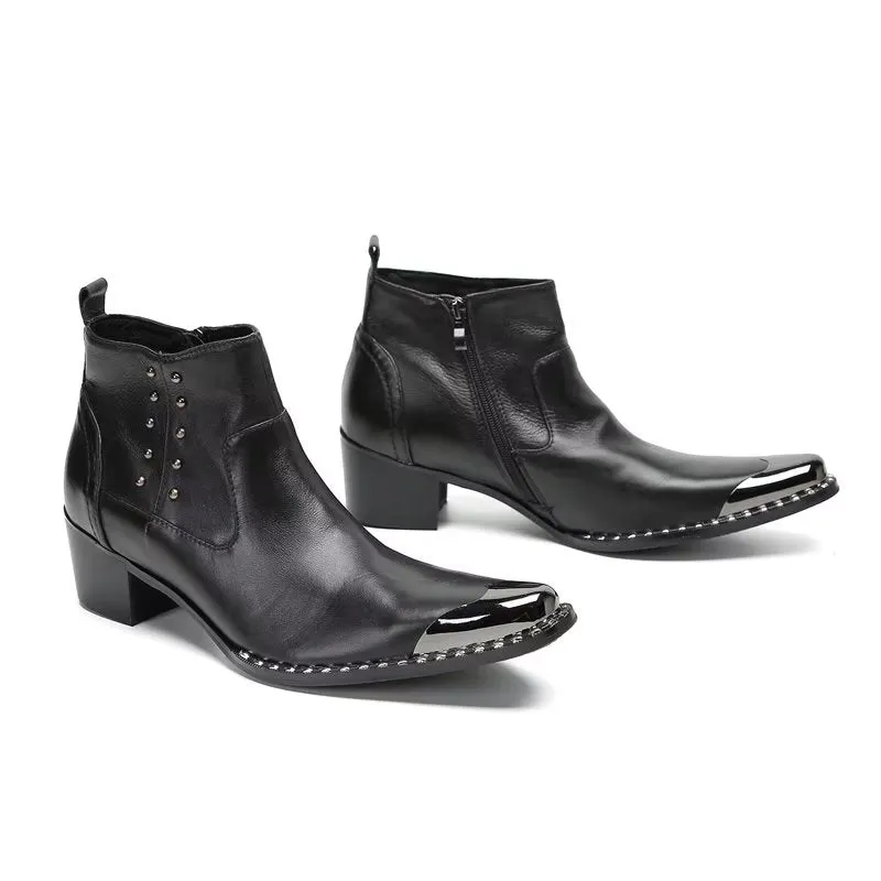 Chic Zipper Leather Ankle Boots