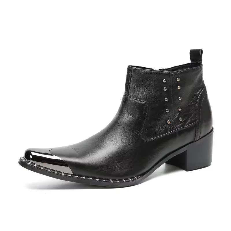 Chic Zipper Leather Ankle Boots