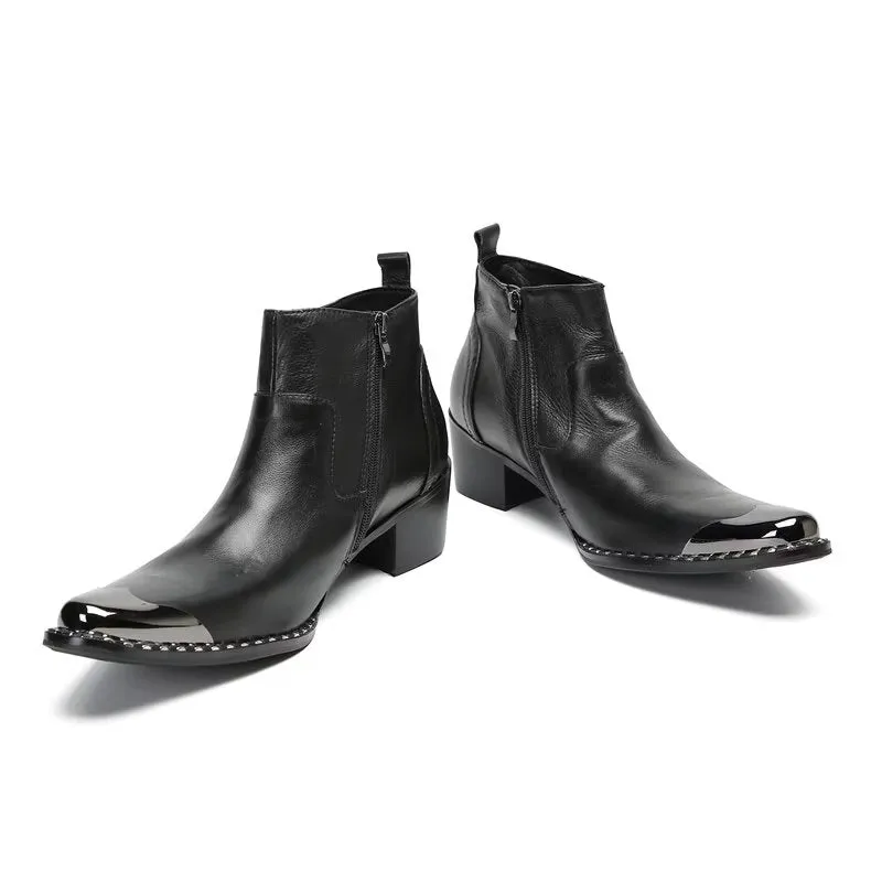 Chic Zipper Leather Ankle Boots