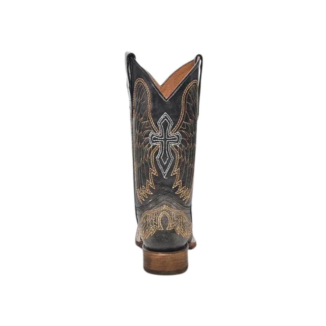 Corral Kid's Wings & Silver Cross Black Boots