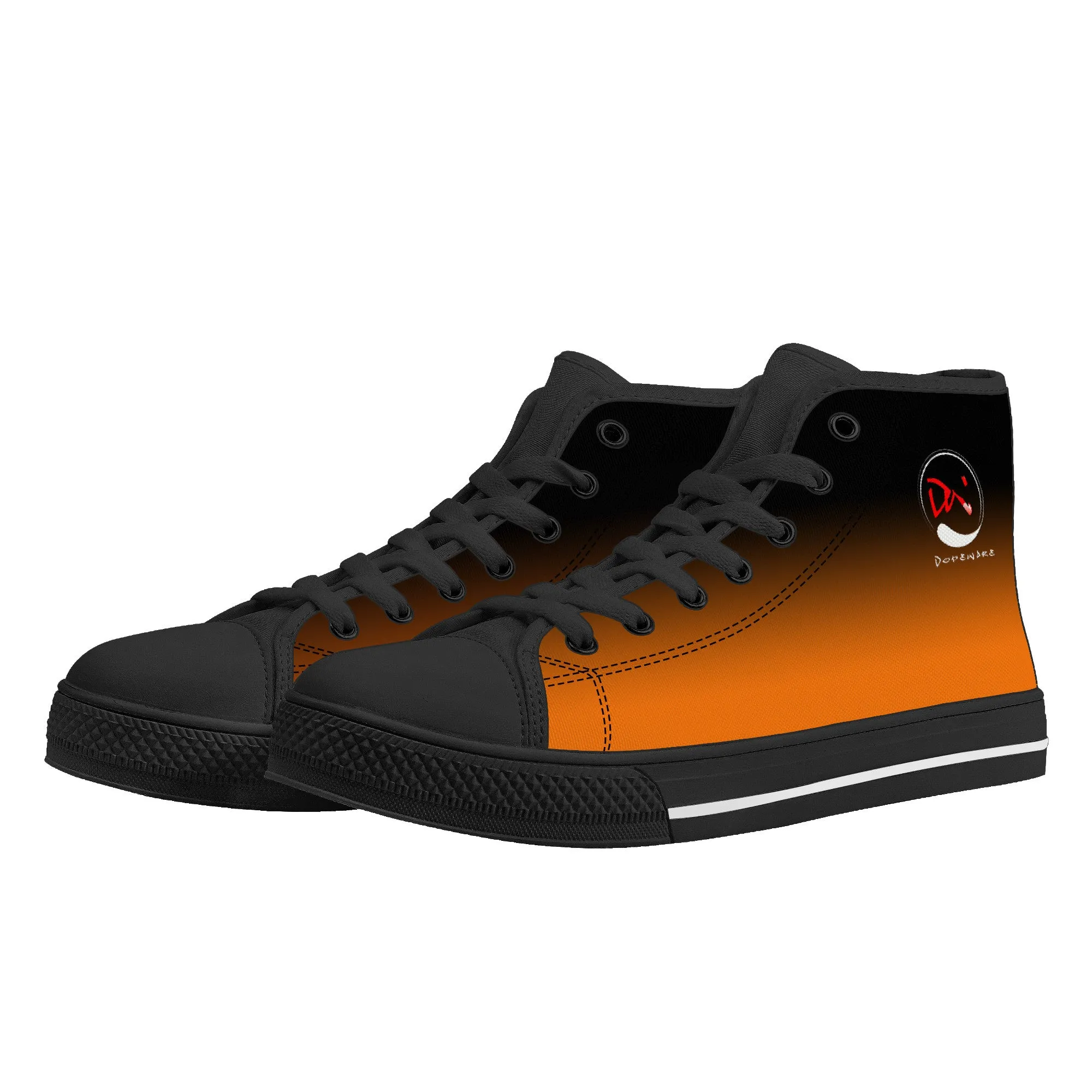 D25 High-Top Canvas Shoes - Black and Orange