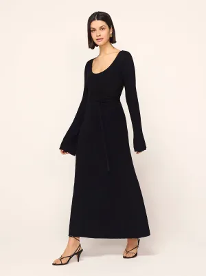 Darryl Black Ribbed Knit Dress