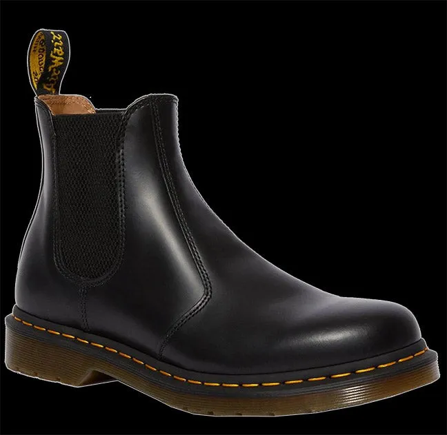 Dr Martens - Black Smooth Leather Yellow Stitch Chelsea Boot