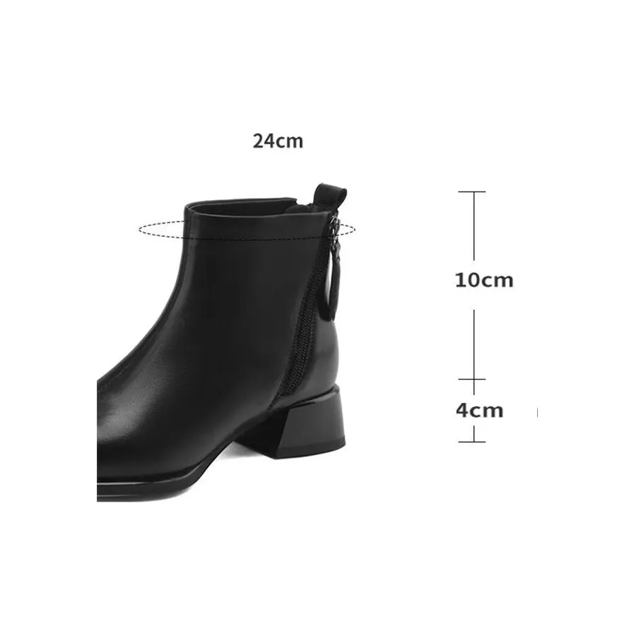 Elegant Cow Leather Pointed Toe Wedge Heel Boots