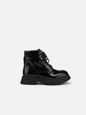 EP YAYING Leather Platform Lace Up Boots