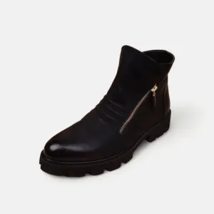 Fashion leather chelsea boots with zipper