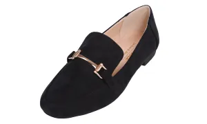 Feversole Women's Fashion Trim Deco Loafer Flats Black Faux Suede