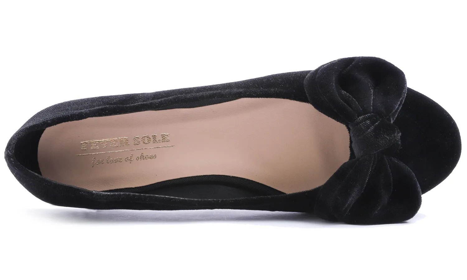 Feversole Women's Round Toe Cute Bow Trim Ballet Flats Black Velvet Twist Bow