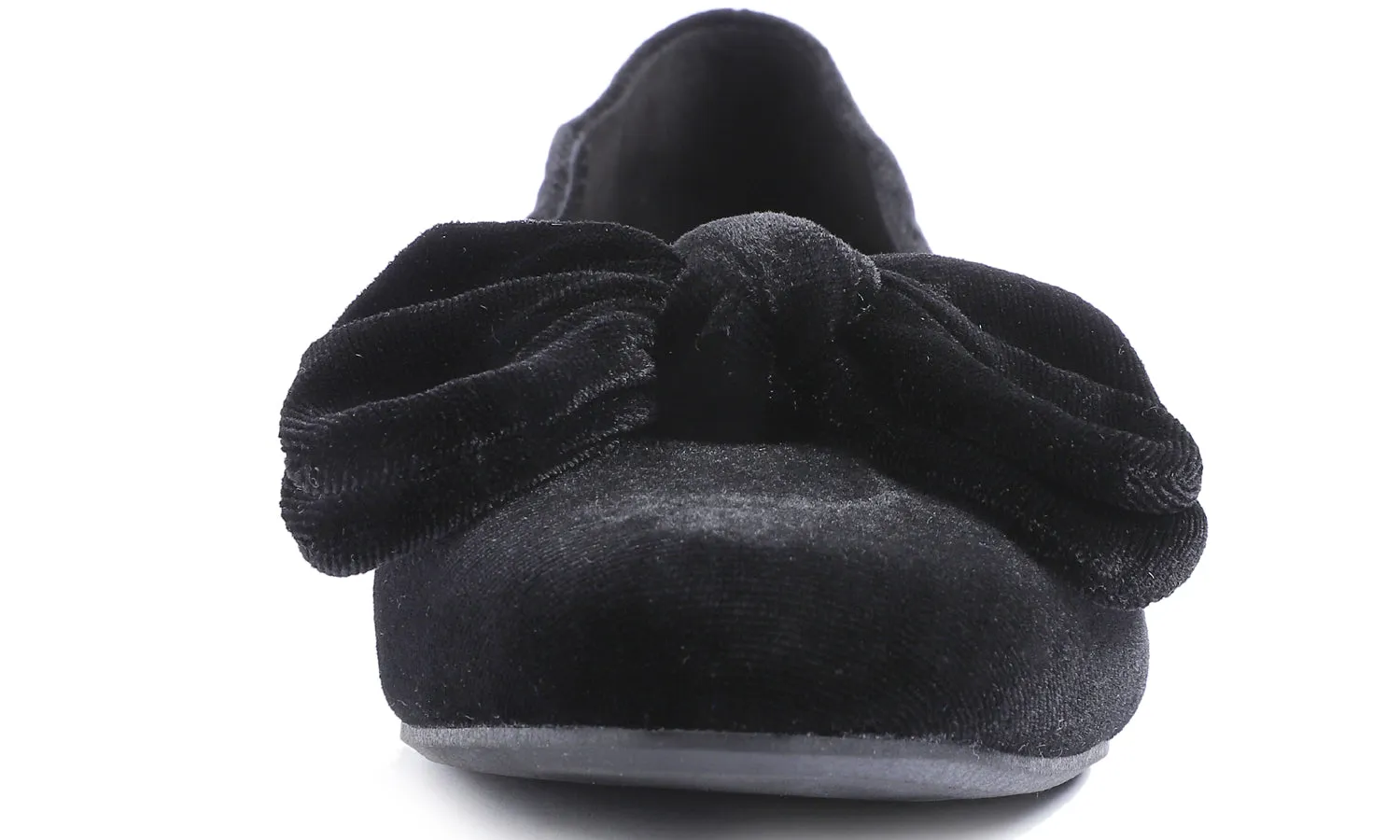 Feversole Women's Round Toe Cute Bow Trim Ballet Flats Black Velvet Twist Bow