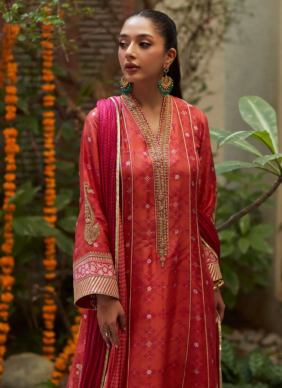 Jonie Tangerine Kurta and Dupatta