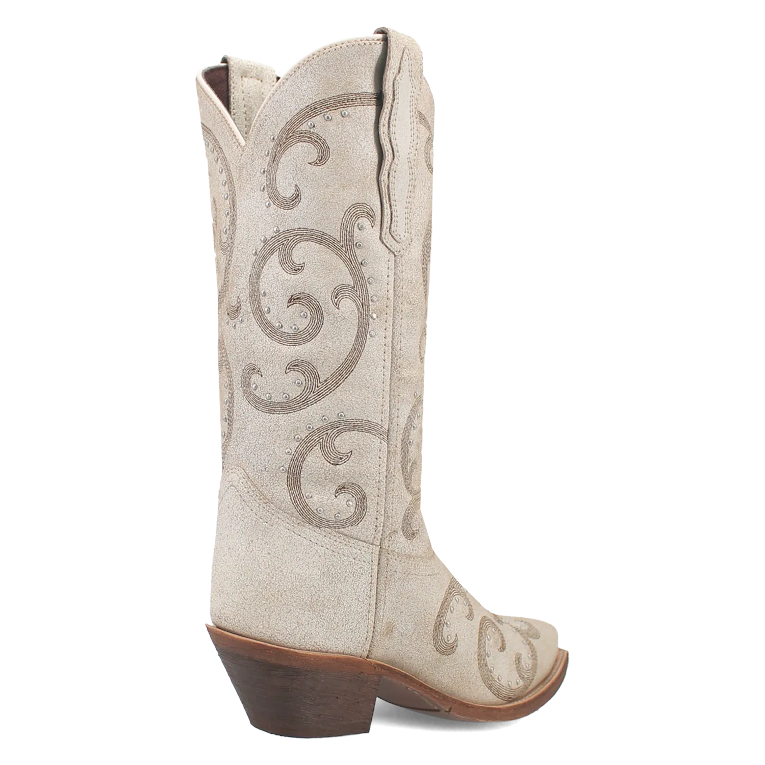 Laredo Women's Off White Haisley Snip Toe Western Boots Accented with Metallic Studs