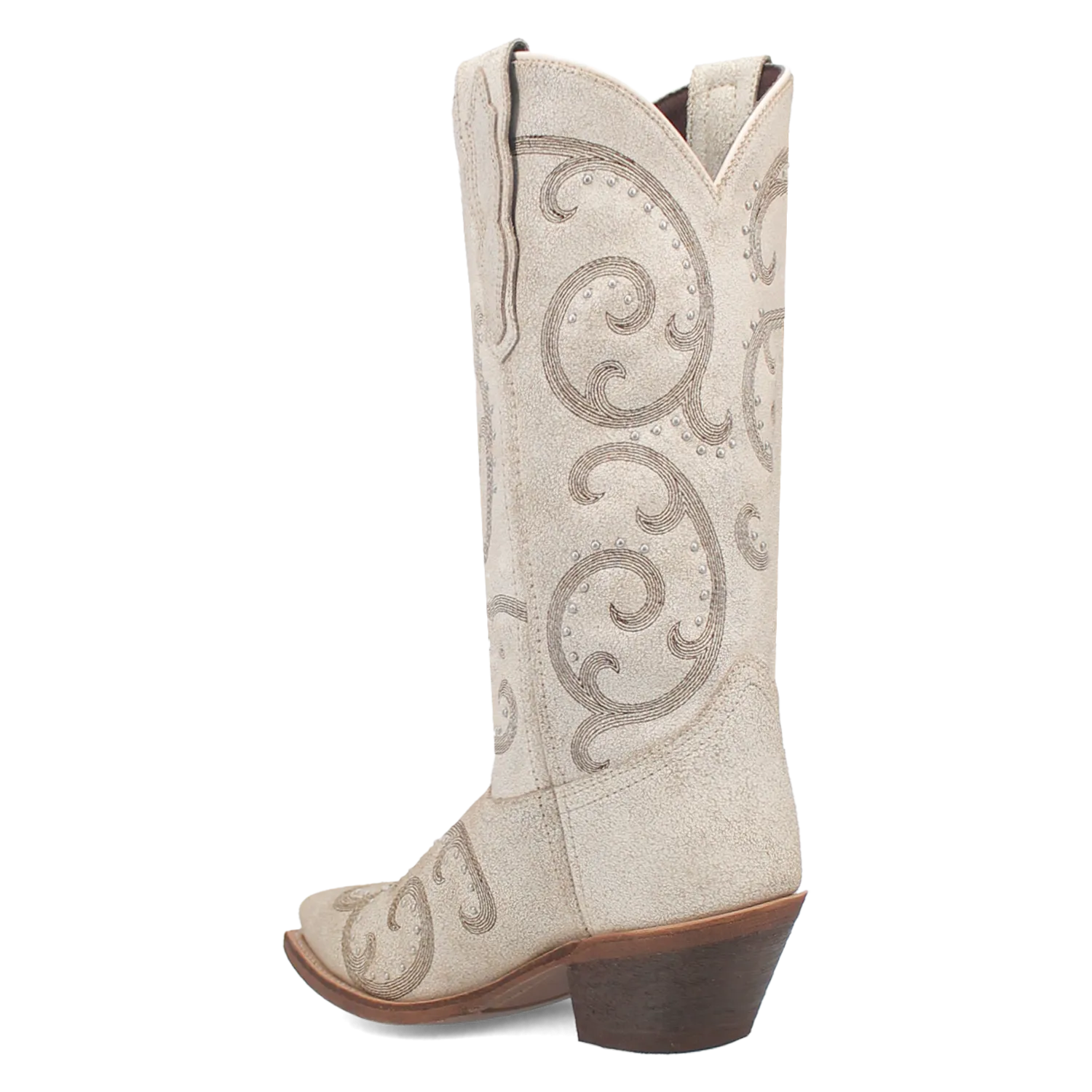 Laredo Women's Off White Haisley Snip Toe Western Boots Accented with Metallic Studs