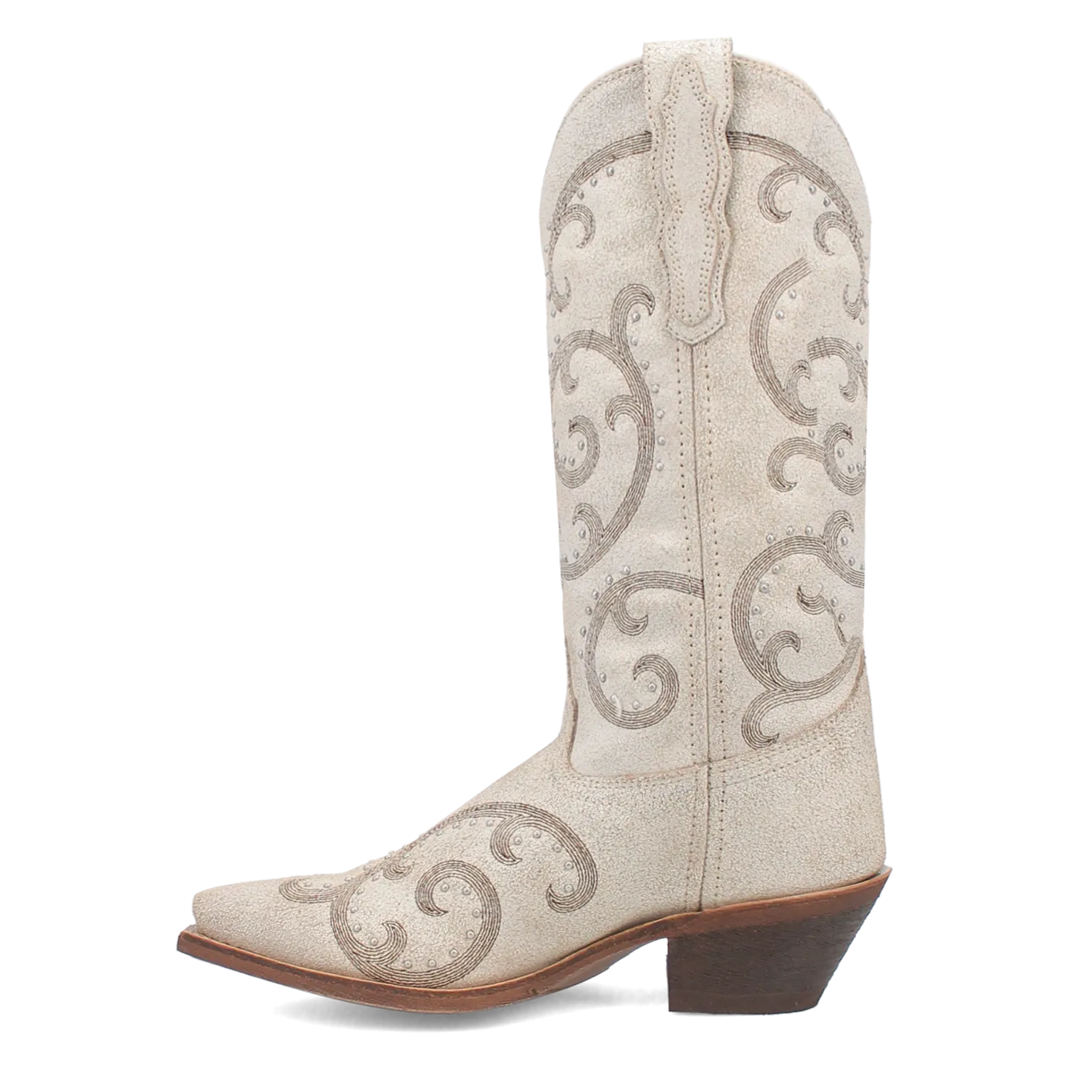 Laredo Women's Off White Haisley Snip Toe Western Boots Accented with Metallic Studs