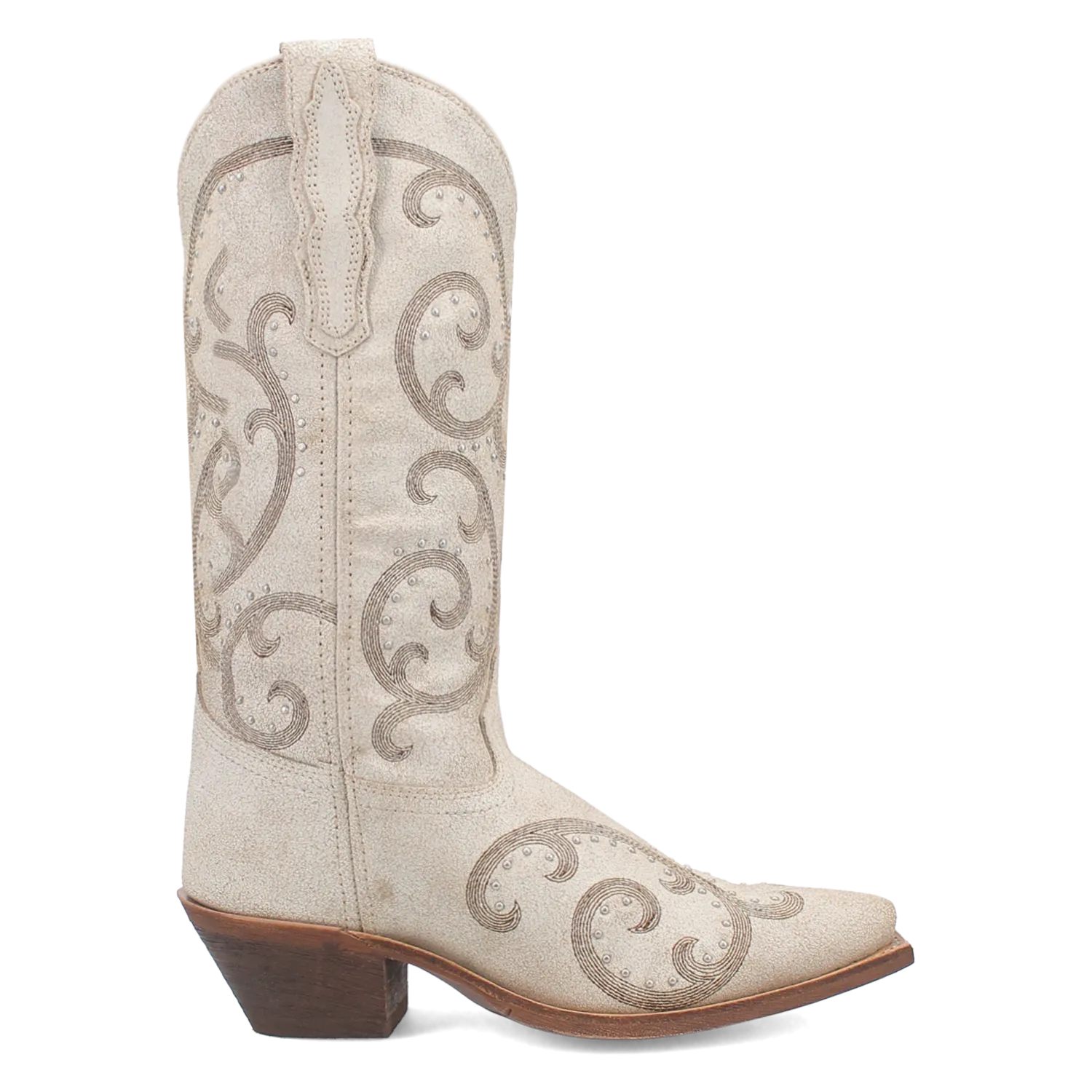 Laredo Women's Off White Haisley Snip Toe Western Boots Accented with Metallic Studs