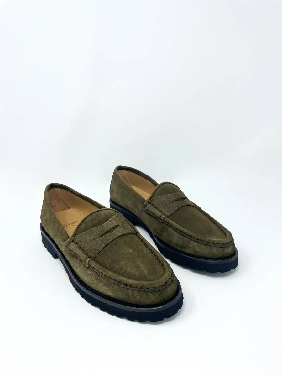 Lug Sole Loafer in Military Suede