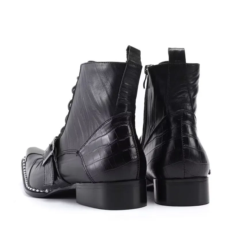 Luxe CrocLeather Chic Ankle Boots