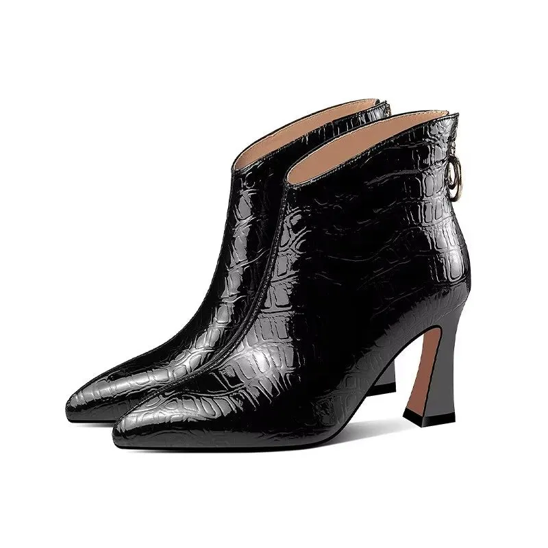 LuxeLeather Exotic Chic Heeled Boots