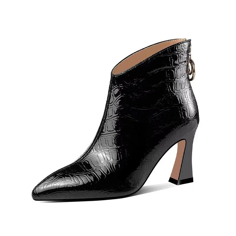 LuxeLeather Exotic Chic Heeled Boots