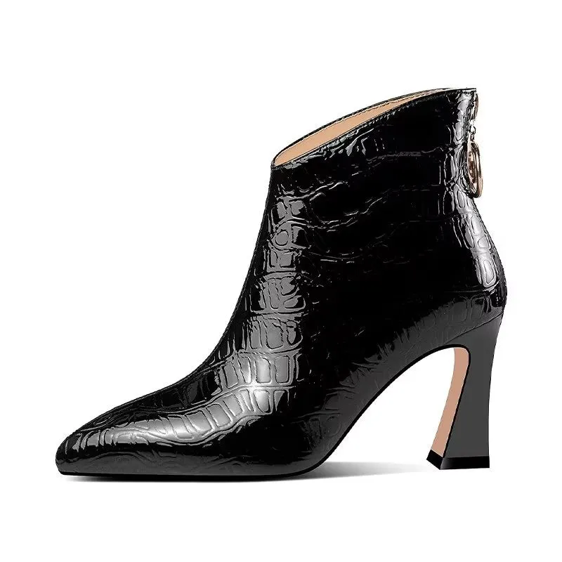 LuxeLeather Exotic Chic Heeled Boots