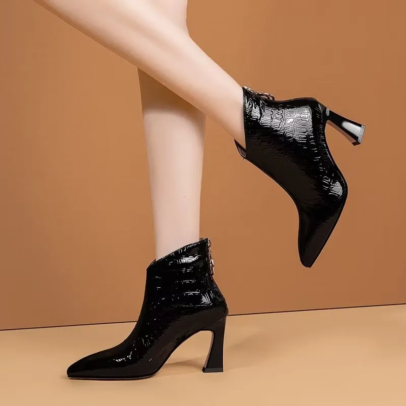 LuxeLeather Exotic Chic Heeled Boots