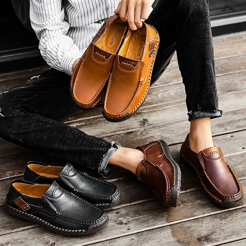 Men's Casual Shoes Fashion Comfortable Men's Shoes High Quality Genuine Leather Men Driving Shoes Handmade Flat Shoes