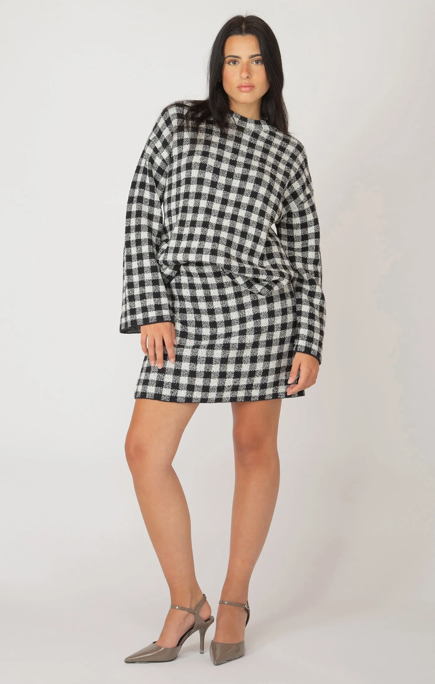 Mini Check Sweater Skirt