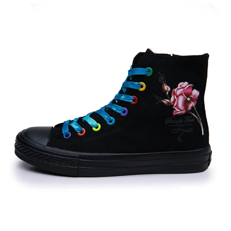 Owlkay Fashionable  Breathable High Top Canvas Shoes