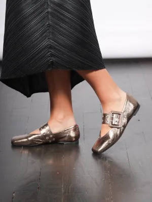 Peg Ballet Flat in Metal Bronzo by Halmanera