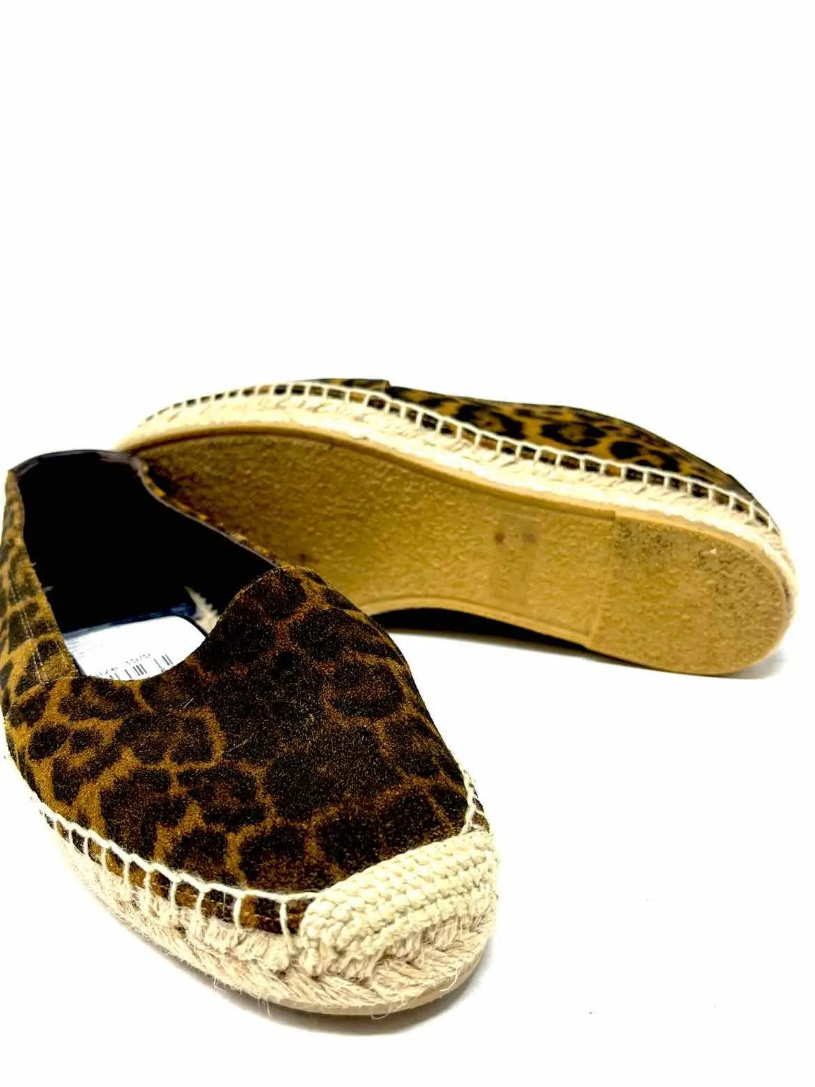 Saint Laurent Women's Tan/Brown Espadrille Suede Animal Print Size 39/9 Flats