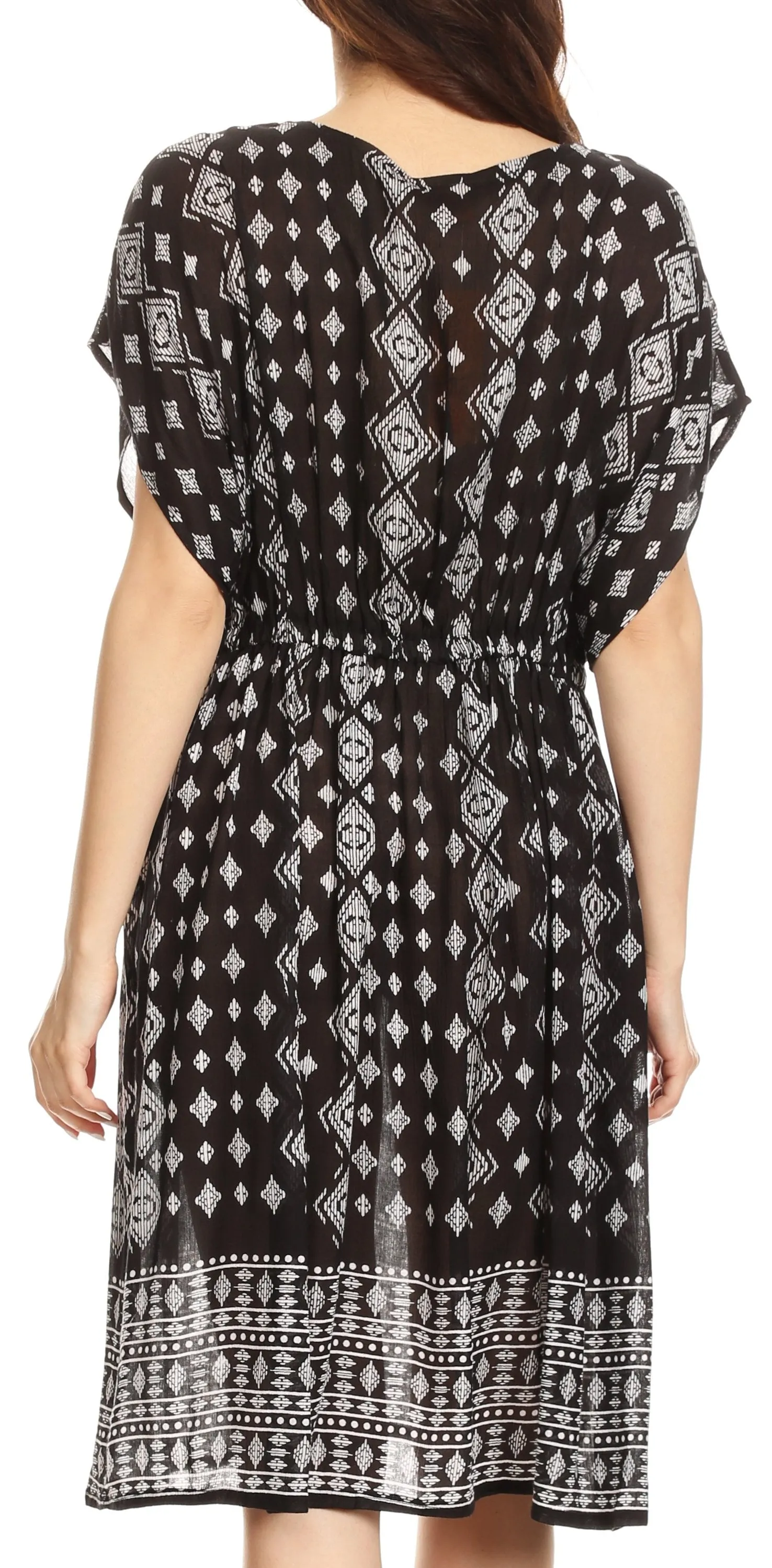 Sakkas Denika Aztec Print Summer Midi Dress Cover-up with V Neck