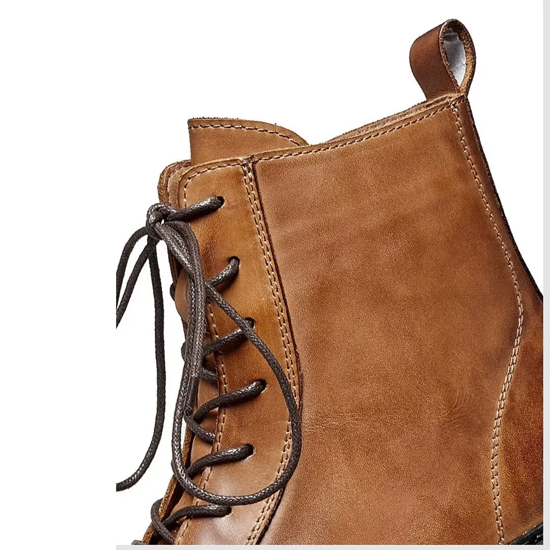 Sheepskin Chic Vintage Lace-Up Ankle Boots