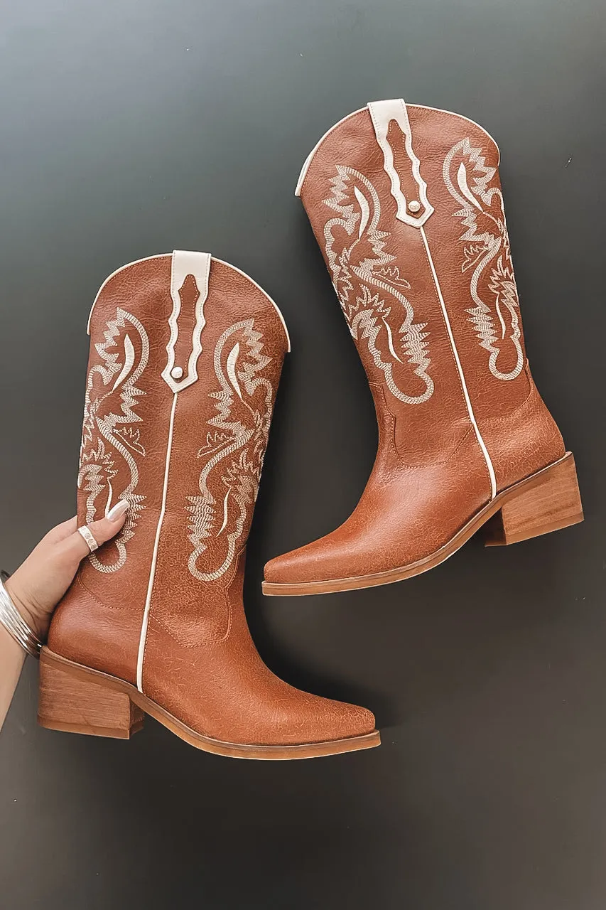 STIVALI Journey Western Tan Leather Cowboy Boots