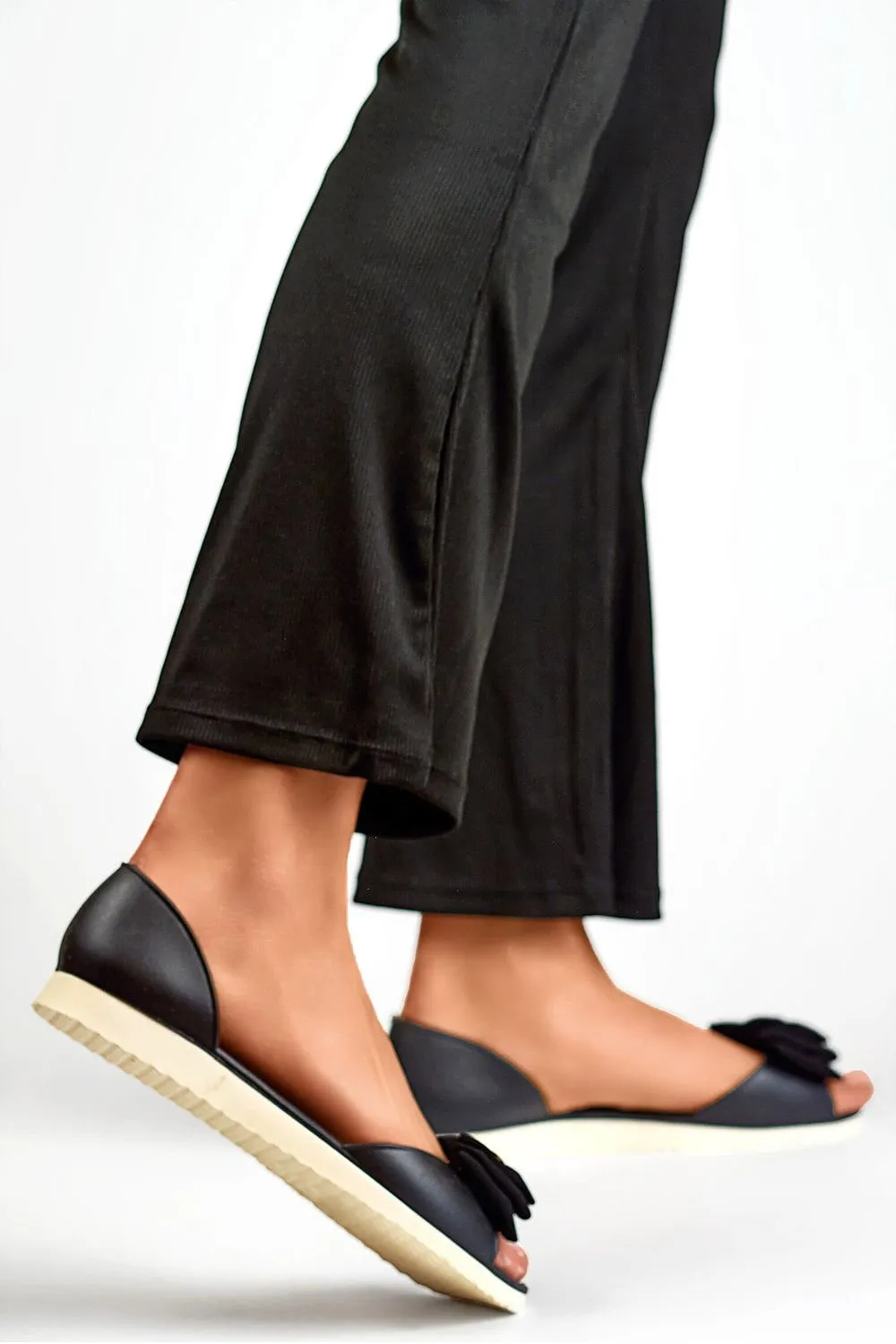 TEEK - Bow Open Toe Ballet Flats