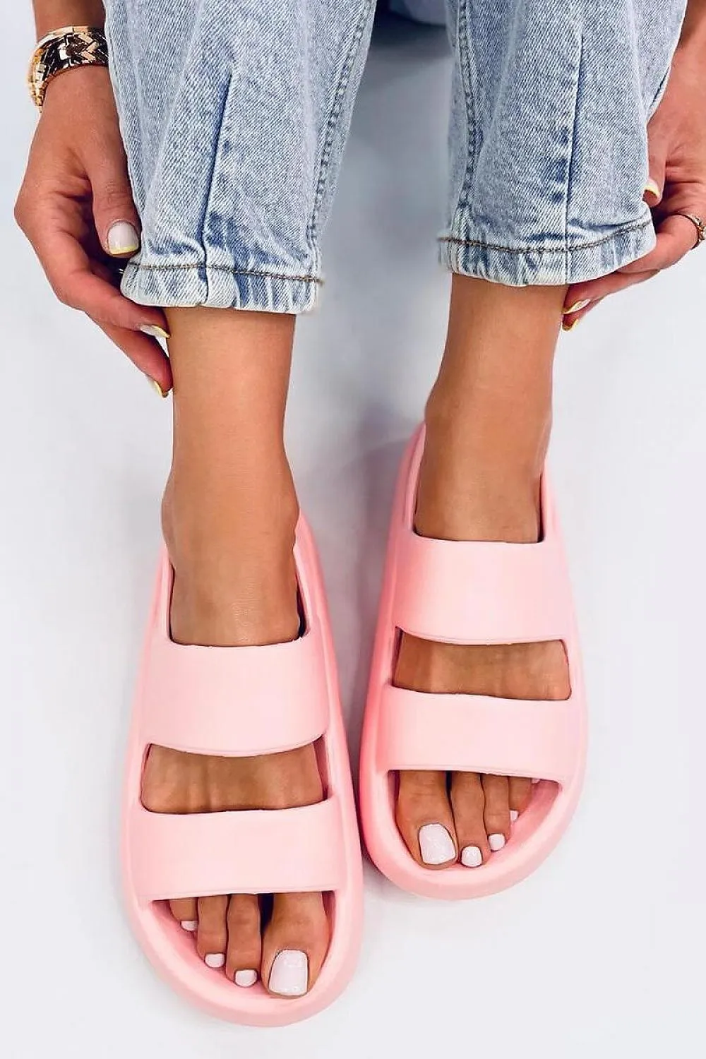 TEEK - Pink Rubber Strapped Sandals